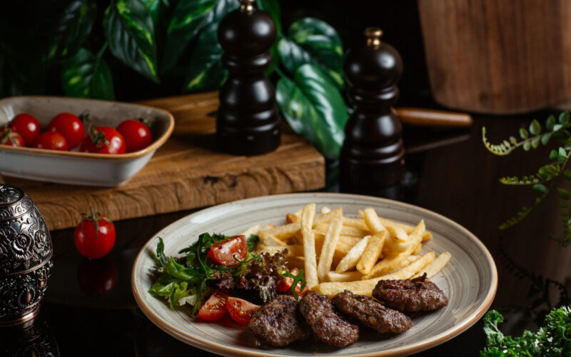 beef-cotlets-with-vegetable-salad-potato-sticks